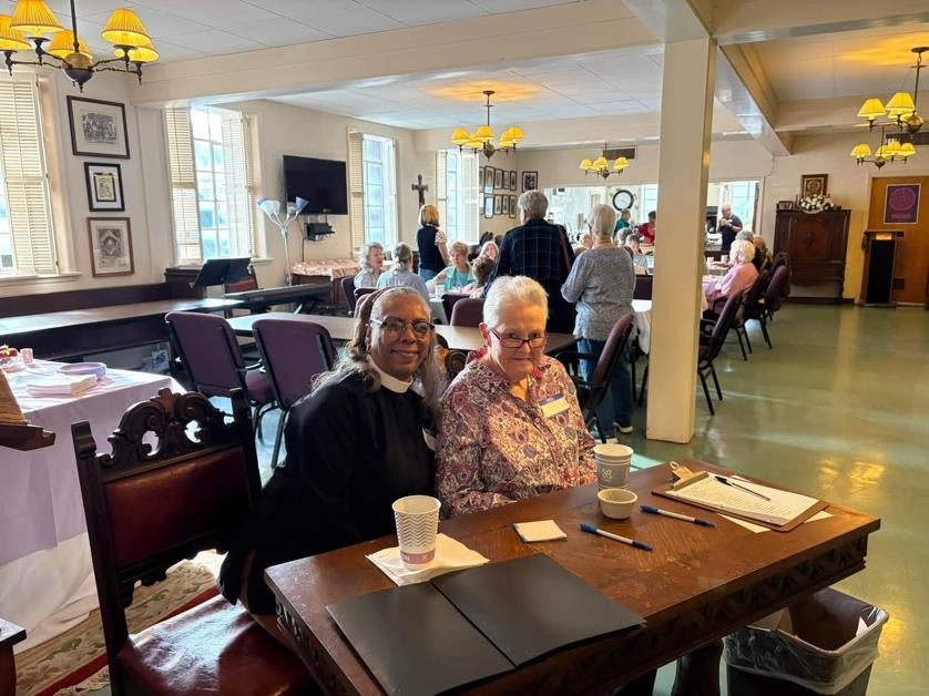 Daughters of the King, Our Lady of Walsingham Chapter meeting in parish hall.
